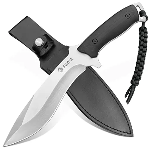 NedFoss BIG-DOG Outdoor Messer, 16.5CM Full Tang Jagdmesser mit G10 Griff, Großes Fahrtenmesser mit Holster, Scharfe Survival Messer, Bushcraft messer in Geschenk-Box für Jagd, Camping, Angeln