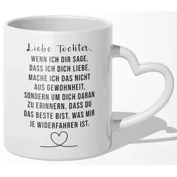 22Feels Tasse Tochter Geschenk Geburtstag 18 Jahre Kinder Abi Bachelor Weihnachten, Keramik, Made In Germany, Spülmaschinenfest, Herzhenkel weiß