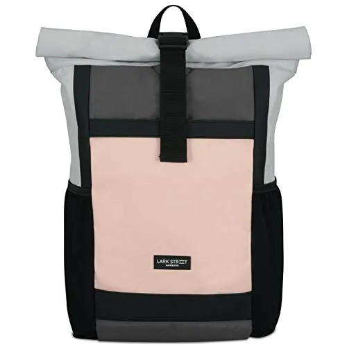 LARKSON Rolltop Rucksack Damen Groß Rosa - Daypack für Schule, Uni und Fahrrad, 16 Zoll Laptop Fach, nachhaltig und mit Anti-Diebstahl-Funktion