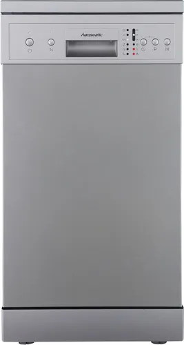 Hanseatic Standgeschirrspüler HG4585E97636S – 9 Maßgedecke in silber - Geschirrspüler mit halber Beladung und Edelstahl-Innenraum, energieeffizient und ideal für kleine Haushalte.