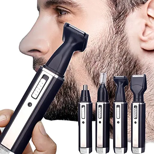 Retoo Nasenhaartrimmer 3 in 1 - Präzisionstrimmer für Nasen, Ohren & Augenbrauen - Nasenhaartrimmer mit 3 austauschbaren Aufsätzen für vielseitige Anwendungen. Wiederaufladbarer Akku für 90 Minuten Nutzung, leichtes Design und hautfreundliche Klingen für eine schmerzfreie Haarentfernung.