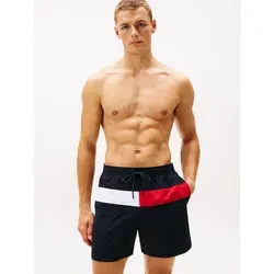 Tommy Hilfiger Swimwear Badeshorts MEDIUM DRAWSTRING mit großem Logo blau S (48) - Stylische Badeshorts in Desert Sky mit elastischem Bund und praktischen Eingrifftaschen. Ideal für entspannte Tage am Strand oder Pool.