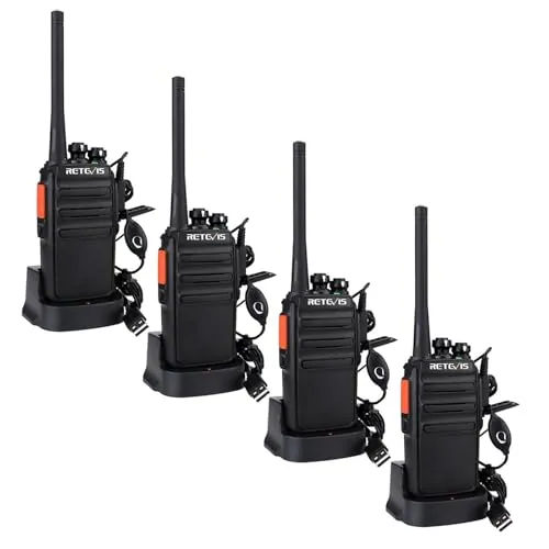 Retevis RT24 Plus Funkgeräte - Lizenzfreies 4er Set mit Headset - Professionelle PMR Walkie Talkies mit 16 Kanälen und IPx4 Wetterschutz, ideal für Outdoor-Aktivitäten und sicheres Kommunizieren in jeder Umgebung.