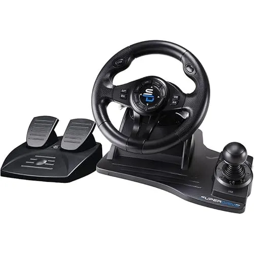 Superdrive GS 550 Steering Wheel - Wired Steering Wheel & Pedal Set für PS4 - Gaming-Zubehör, bietet ein realistisches Rennspielerlebnis mit 270° Drehwinkel und voll programmierbaren Tasten, ideal für Rennsportfans.