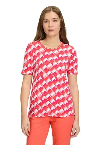 Betty Barclay Basic Shirt Damen Viskose rot gemustert - Shirt aus Viskose in rot gemustert, taillierter Schnitt mit grafischem Design und Rippbündchen, ideal für vielseitige Freizeitlooks.