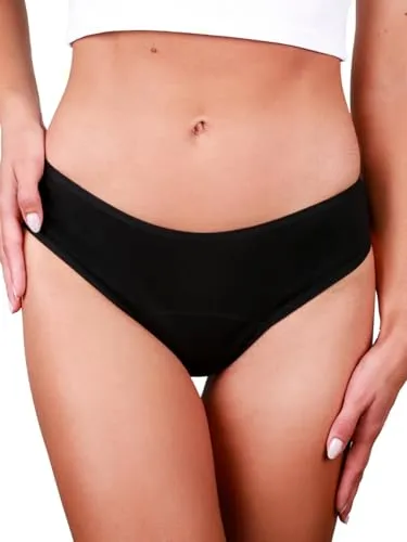 Taynie Brazilian Periodenunterwäsche leichte Blutung - Periodenwäsche - Menstruationsunterwäsche - ersetzt 1,5 Tampons, Periodenslip Tragedauer bis 12 Std., waschbar bis 60°C (40, Schwarz)