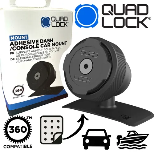 QUAD LOCK Lock Dash Auto Handyhalterung - Schwarz, hochwertige Autohalterung für dein Smartphone, ideal für sicheres Navigieren und Freisprechen im Auto.