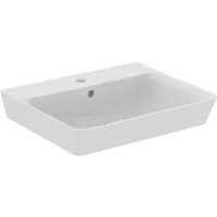 Ideal Standard Connect Air Waschtisch E029901 - 55 x 46 cm, weiss - Waschbecken mit Hahnloch und Überlauf, ideal für moderne Bäder. Kombinierbar mit Halbsäule E030901 (separat erhältlich) für elegantes Design.