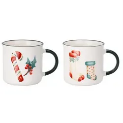SIAKI Collection Becher, Porzellan - Elegante Weihnachtsbecher - Thermobehälter Set aus 200 ml Porzellan-Weihnachtsbechern mit verschiedenen Mustern - langlebig, kratzfest und ideal für festliche Anlässe.