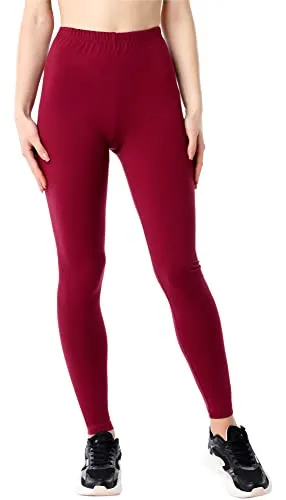 Bellivalini Damen Lange Leggings aus Bio-Baumwolle BLV50-183 (Weinrot, XS)