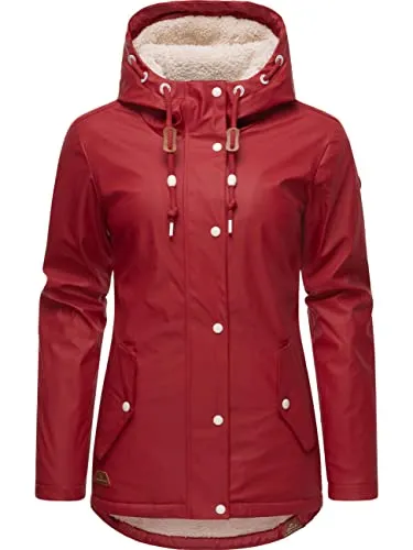 Ragwear Damen Winterjacke Marge Red022 - Wasserdicht und warm gefüttert - Funktionsjacke für Outdoor-Aktivitäten, mit wasserdichtem Obermaterial und kuscheligem Innenfutter aus Teddyfell, 100% vegan und ideal für kalte Tage.