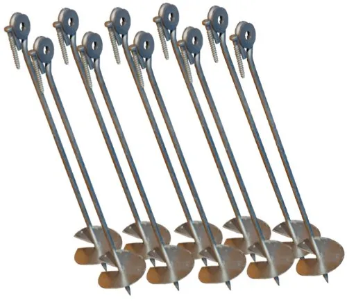 Loggyland Bodenanker Set - 10 Stück - Bodenanker zum Eindrehen für stabile Befestigungen im Garten, ideal für Schaukeln und Spielplätze, aus verzinktem Stahl für Langlebigkeit.