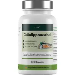 EXVital Grünlippmuschel hochdosiert - 300 Kapseln mit 500 mg pro Kapsel, 100% Neuseeländische Muscheln, frei von Füllstoffen und für dauerhaften Verzehr geeignet