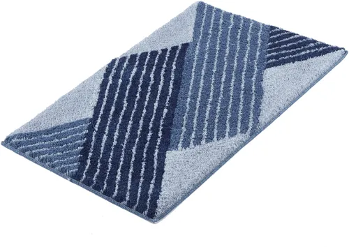 Kleine Wolke Badematte Cross, modernes Design in Blau - Badteppich aus 100% Polyacryl, rutschhemmend und fußbodenheizungsgeeignet für höchsten Komfort im Badezimmer. Maße: 80 cm x 140 cm, Höhe 20 mm.