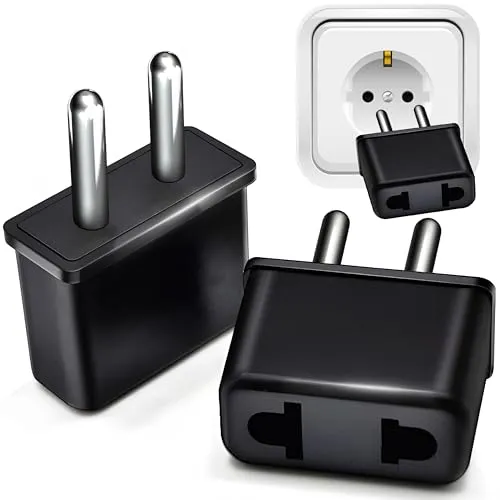Retoo Reisestecker US zu EU, Steckdosenadapter, USA Deutschland Adapter Stecker, US auf EU Reiseadapter, Amerikanischer Frankreich Europe Adapter, Amerika zu 2 Pin EU, Reisestecker-Adapter