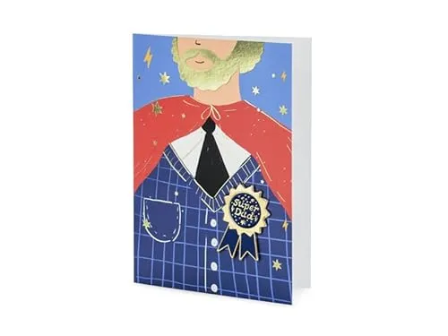 PartyDeco Vatertagskarte mit Pin Grußkarte und Umschlag Vatertagsgeschenk Superhelden Geburtstagskarte zum Vatertag Papas Geburtstagsgeschenk für Ehemann