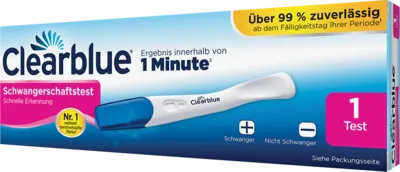 Clearblue Schwangerschaftstest schnelle Erkennung - Schwangerschaftstest für schnelle Ergebnisse, zeigt „Schwanger“ bereits nach 1 Minute an und ist über 99 % zuverlässig ab dem Fälligkeitstag Ihrer Periode.