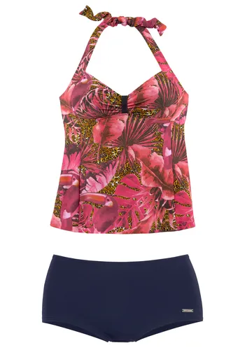 LASCANA Tankini mit Hotpants, pink-bedruckt - Neckholder-Bikini mit integrierten Softcups, ideal für einen stylishen Auftritt am Strand. Hergestellt aus hochwertigem LYCRA® XTRA LIFE™ für langanhaltende Passform und Komfort.