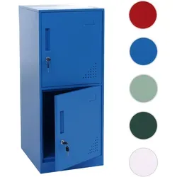 HWC-P63 Spind - Schließfach Wertfachschrank mit 2 Türen, 90x38x45cm, Blau - Robuster Spind aus 0,5 mm kaltgewalztem Stahlblech, pulverbeschichtet. Mit zwei Türen, Drehriegelschlössern und Lüftungsschlitzen - ideal für Umkleiden, Büros oder Werkstätten. Maximale Belastbarkeit pro Fach: 25 kg.