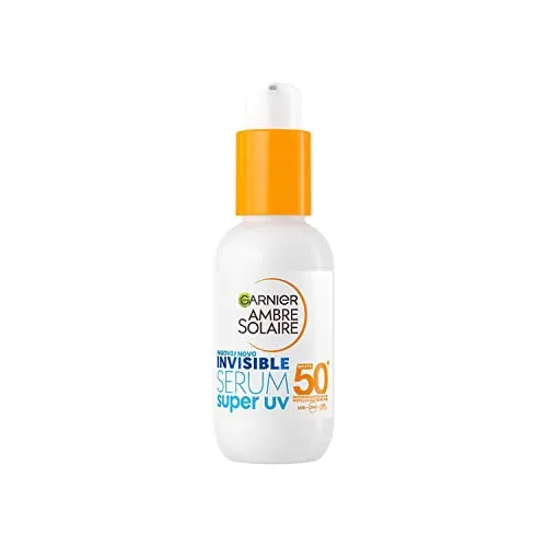 Garnier Unsichtbares Serum für das Gesicht, Super UV, für alle Hauttypen, LSF 50+, schnell einziehend, mit Ceramid Protect, Ambre Solaire, 30 ml