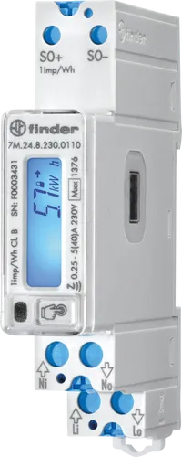 FIN 7M.24 0110 - Multifunktionaler Energiezähler mit LCD - Energiezähler für präzise Verbrauchsanalyse, MID-zertifiziert mit LCD-Anzeige, NFC und IR-Schnittstellen, ideal für effizientes Energiemanagement.