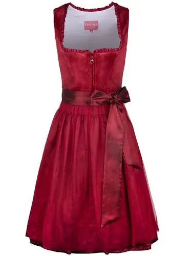 Krüger Dirndl Joelina (60cm) in Rot – Größe 40 - Elegantes Krüger Dirndl in Rot mit Samtmieder und Tüllschürze. Ideal für Festlichkeiten und besondere Anlässe. Praktische Taschen im Rock bieten zusätzlichen Komfort. Hochwertige Verarbeitung von Krüger Dirndl.