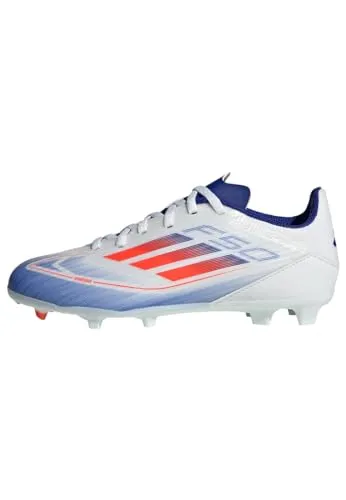 Adidas F50 LEAGUE FG/MG - weiß, schneller Fußballschuh - Fußballschuhe mit leichtem Fiberskin-Obermaterial und Sprintplate für optimale Performance auf verschiedenen Untergründen. Hergestellt aus mindestens 20 % recycelten Materialien.