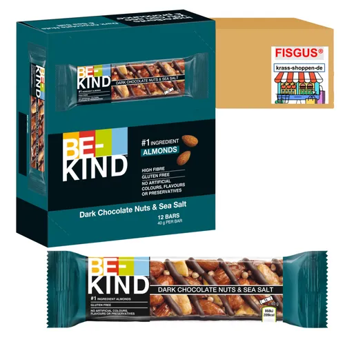 BE-KIND Dark Chocolate Nuts & Sea Salt Nussriegel 12 Riegel - Fruchtgummis/Lakritze – Genuss ohne Reue mit knackigen Nüssen, dunkler Schokolade und Meersalz, ideal für einen energiereichen Snack zwischendurch.