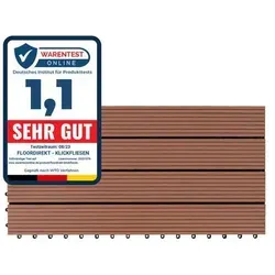 casa pura Klickfliesen | WPC-Terrassendielen Royal | Hellbraun 60x30 cm | 6 Stück - WPC-Terrassendielen für stilvolle Terrassen und Balkone. Mit einfachem Klicksystem für schnelle Verlegung und witterungsbeständig, ideal für ganzjährige Nutzung im Freien.