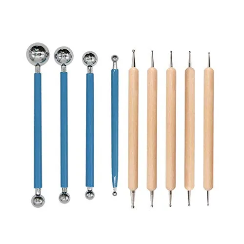 Ball Stylus Dotting Tools Set, 9 Stück Dotting Sculpting Modellierwerkzeuge für Mandala Rock Malerei, Töpferei Handwerk Prägung Kunst
