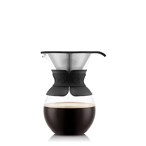 Bodum Pour Over Kaffeebereiter 1 L mit Permanentfilter - Kaffeepresse aus hochwertigem Borosilikatglas für Barista-Qualität zu Hause. Mit wiederverwendbarem Edelstahlfilter für vollen Geschmack und einfache Reinigung.
