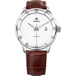 JOWISSA Schweizer Uhr Romo braun - Damenuhr mit Quarz-Antrieb, wasserdicht bis 5 bar und elegantem braunen Lederarmband – perfekter Begleiter für jeden Anlass.