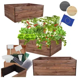 Modo24 Hochbeet aus Massivholz, Kräuterbeet, Gartenbeet, Pflanzbeet, Blumenbeet, Kiefernholz, höhenverstellbar, viele Größen, 4 Farben beige|braun 120 cm x 45 cm x 90 cm