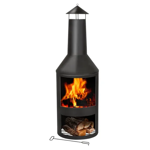 BBQ Collection Terrassenofen mit Schornstein - Feuerschalen für gemütliche Abende im Freien, bietet Wärme und eine stilvolle Atmosphäre mit robustem Metalldesign.