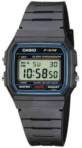 CASIO TIMELESS COLLECTION Digitaluhr F-91W-1YEG - Armbanduhren mit klassischem Design, wasserdicht und ideal für den täglichen Gebrauch.