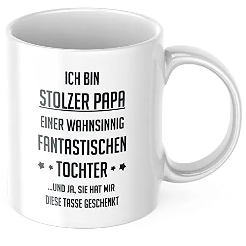 geschenke-fabrik.de Tasse mit Spruch Ich bin stolzer Papa... als Geschenk von Tochter zum Geburtstag, Vatertag oder zu Weihnachten