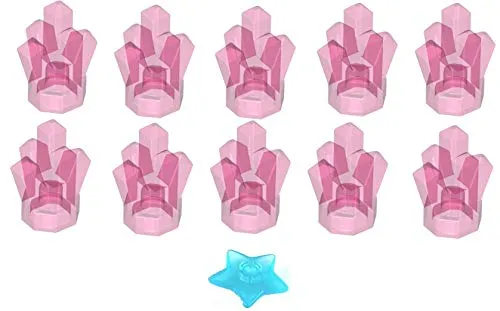 LEGO Harry Potter - 10 seltene Diamanten in transparent dunkel pink - rosa + 1 Seestern in hellblau