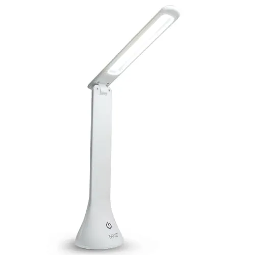 Eaxus® Touch LED Tischleuchte - Schreibtischlampe/Notfalllampe Dimmbar mit 3 Helligkeitsstufen & USB, Weiß