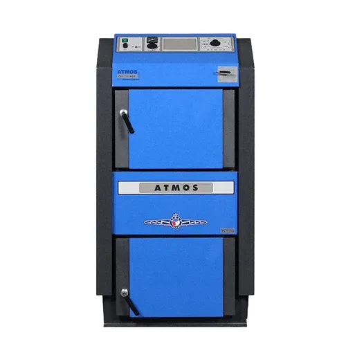 ATMOS Holzvergaserkessel DC30GSE mit automatischer Zündung 30 kW - Brennwertkessel und Heizkessel mit 29,8 kW Leistung. Hohe Effizienz und lange Lebensdauer dank innovativer Technik und automatischer Zündung für umweltfreundliches Heizen.