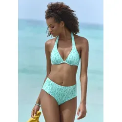 Bügel-Bikini-Top "Letra" Gr. 42 - Cup F, mint - Bikini Tops mit modischem Alloverprint, formgebenden Bügeln und herausnehmbaren Einlagen. Ideal für individuellen Style und Komfort am Strand.