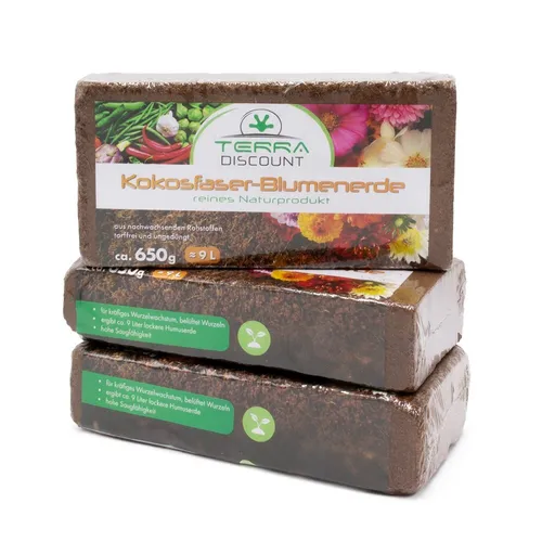 Terra Discount Kokosfaserhumus *Blumenerde* 3x ca.650g (ergibt ca. 27 Liter)