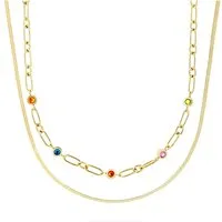 GUIDO MARIA KRETSCHMER Edelstahlkette mit Kristallen - Elegante Edelstahlkette mit polierter Oberfläche und Karabinerverschluss. Länge: 42 cm, inklusive 3 cm Verlängerung. Das besondere Design mit 5 bunten Kristallen macht dieses Accessoire zum perfekten Highlight für jedes Outfit.