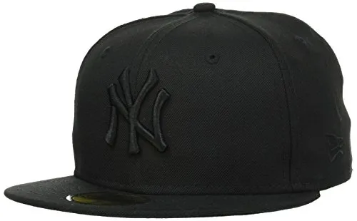 New era New York Yankees MLB Black On Black 59Fifty Basecap - XXL - Herrenmode mit aufgesticktem Teamlogo der New York Yankees, flachem Schirm und New Era-Flaggenstickerei, aus 100 % gewebtem Polyester für höchsten Tragekomfort.