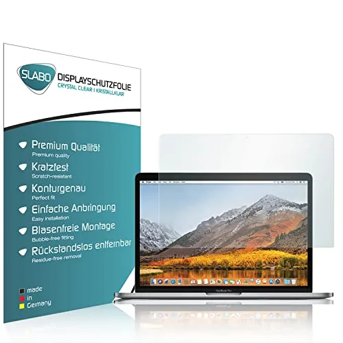 Slabo 2 x Displayschutzfolie kompatibel mit MacBook Pro 13" (2018 | 2019 | 2020) Displayschutz Schutzfolie Folie Crystal Clear KLAR