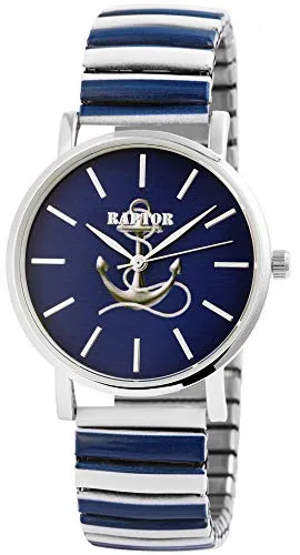 Raptor Colorful Edition Damen-Uhr Zugband Edelstahl - Armbanduhren für Damen mit hochwertigem Quarzuhrwerk für präzise Zeitmessung und auffälligem Anker Design in lebhaften Farben - perfekter Tragekomfort dank flexiblem Zugarmband.