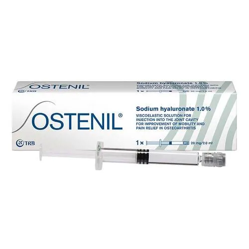 Ostenil 20 mg Hyaluronsäure Fertigspritzen 2 ml - Mittel gegen Gelenkschmerzen, ideal zur Behandlung von Arthrose in großen Gelenken mit langanhaltender Linderung für 6-12 Monate durch gezielte Injektionen.