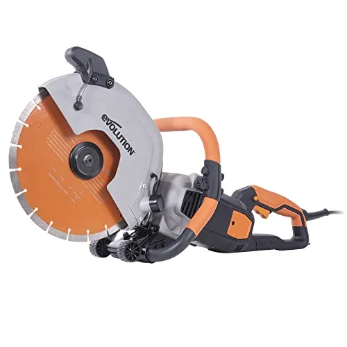 Evolution R300DCT+ Betonsäge 2400W – Effiziente Nass-/Trocken-Schneidemaschine - Leistungsstarke elektrische Steinsäge mit 2400W für präzise Schnitte in Mauerwerk und Beton. Staubfreie Nutzung dank Wasserzufuhr und inklusive 300 mm Diamantsägeblatt.