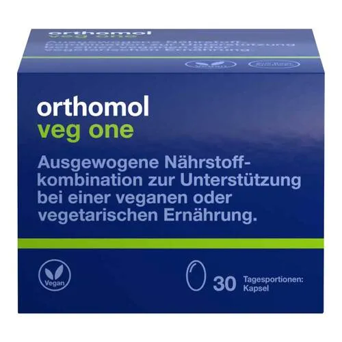 Orthomol Veg one Kapsel 30er-Packung - Nahrungsergänzungsmittel für Veganer, unterstützt das Immunsystem und reduziert Müdigkeit mit wichtigen Vitaminen und Omega-3-Fettsäuren aus Algen.