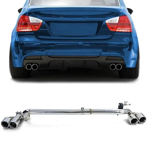 Auspuff Endrohr Duplex 4 Rohr Umbau Set für BMW E90 E91 323 325 328 330 - Endrohre & Endstücke, verleiht Ihrem BMW einen sportlichen Look und optimiert den Sound für ein beeindruckendes Fahrerlebnis.