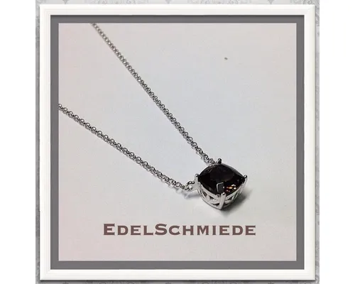 Edelschmiede925 Rauchquarz Antikcarré Halskette aus 925er Silber - Elegante Halskette mit antikem Design aus hochwertigem Sterlingsilber. Ideal für stilvolle Akzente und besondere Anlässe.
